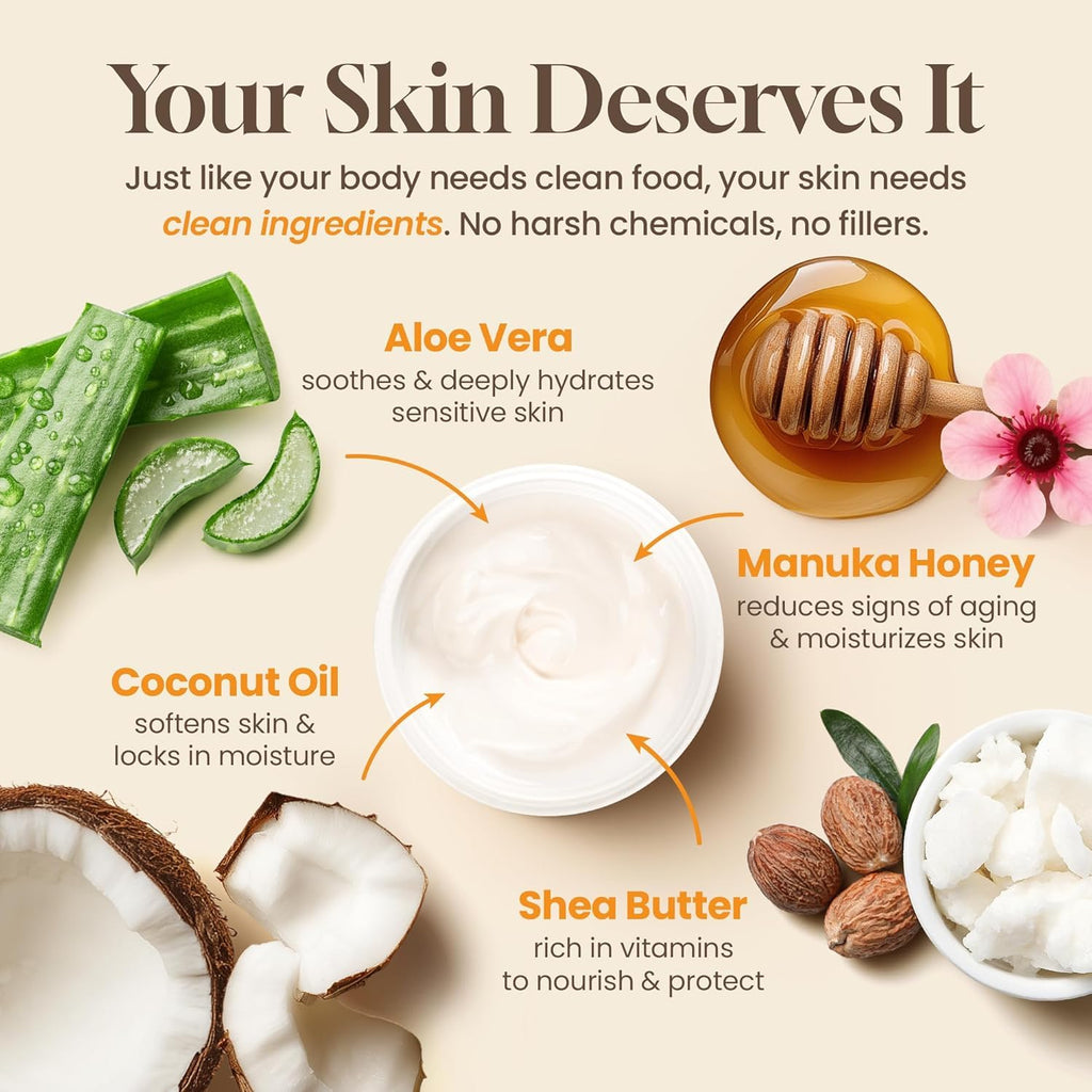 Honeyskin Hydrating Manuka Honey Face & Body Moisturizer – For Extremely Dry Skin (8 oz)