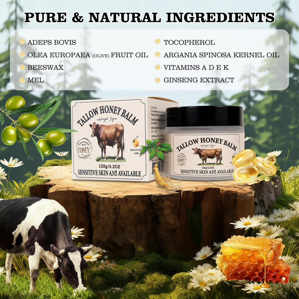 HONGIK INGUN Beef Tallow Balm with Ginseng & Honey — Skin Moisturizer, Grass-Fed Tallow