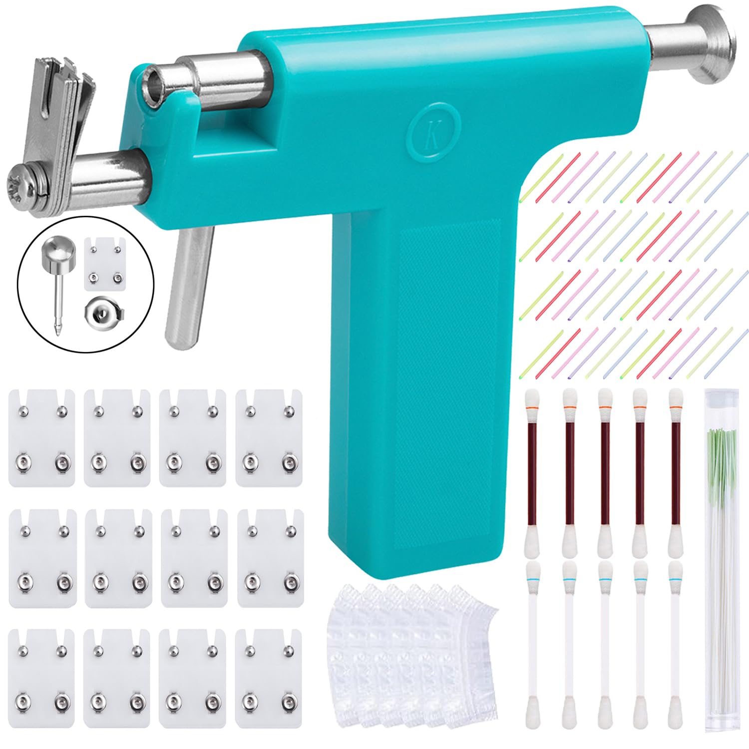 HONGTU implant Ear Piercing Gun Kit – Reusable 204-Piece Jewelry for Salon & Home