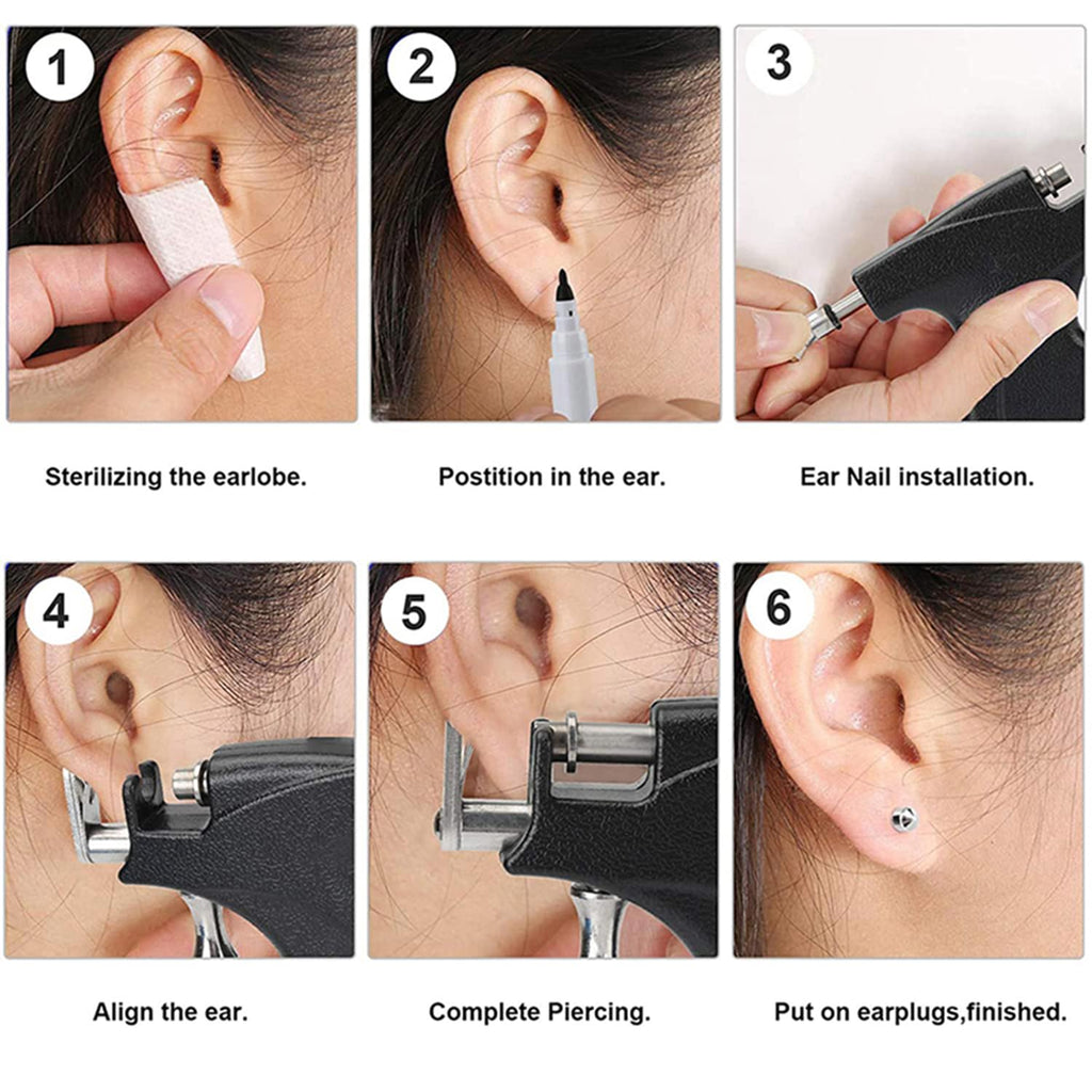 HONGTU implant Ear Piercing Gun Kit – Reusable 204-Piece Jewelry for Salon & Home