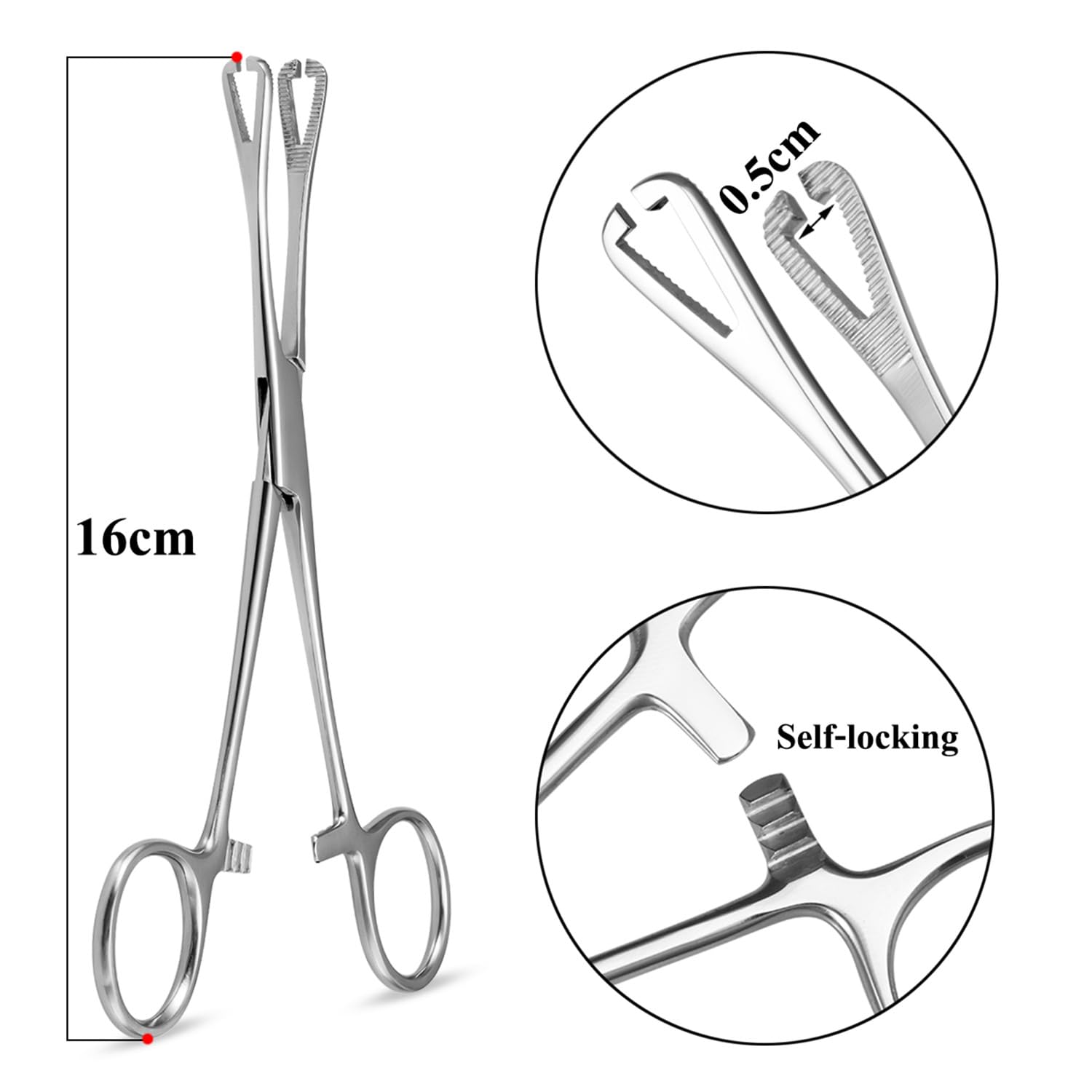 Triangle Opening Piercing Pliers - Surgical Steel Slotted Locking Pennington Forceps | HONGTU implant