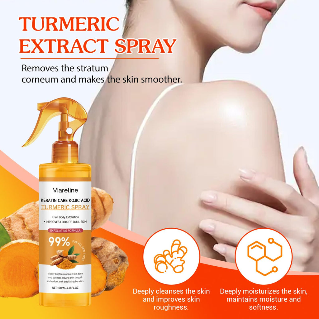 HONGYUNDA Peel Shot Keratin Care Spray — Turmeric Kojic Acid Exfoliating Spray with Retinol, Glutathione