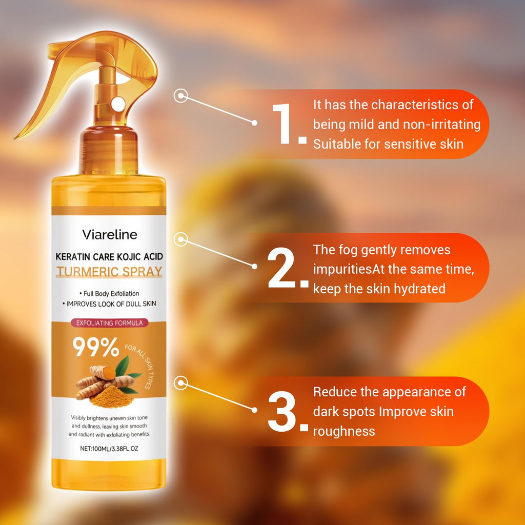 HONGYUNDA Peel Shot Keratin Care Spray — Turmeric Kojic Acid Exfoliating Spray with Retinol, Glutathione