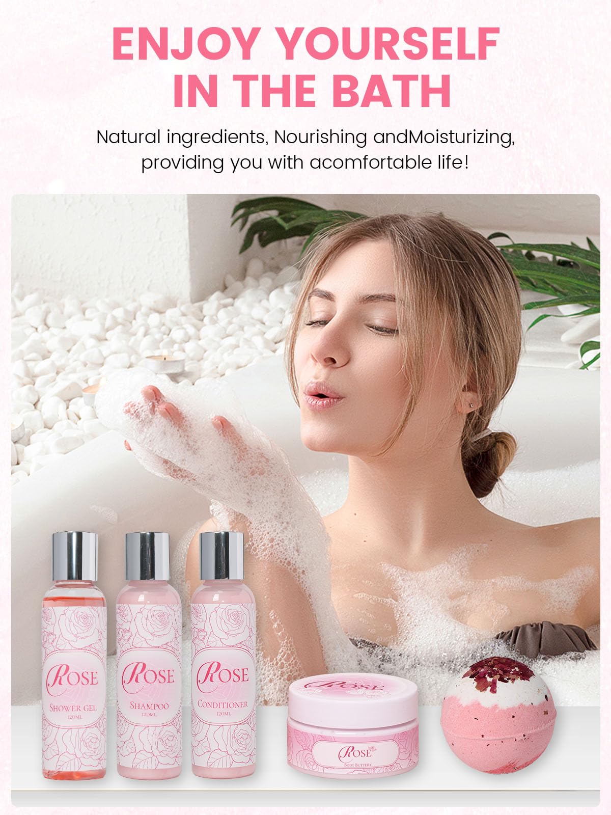 honiitaa Rose Spa Set – 16-Piece Valentine’s Gift for Her