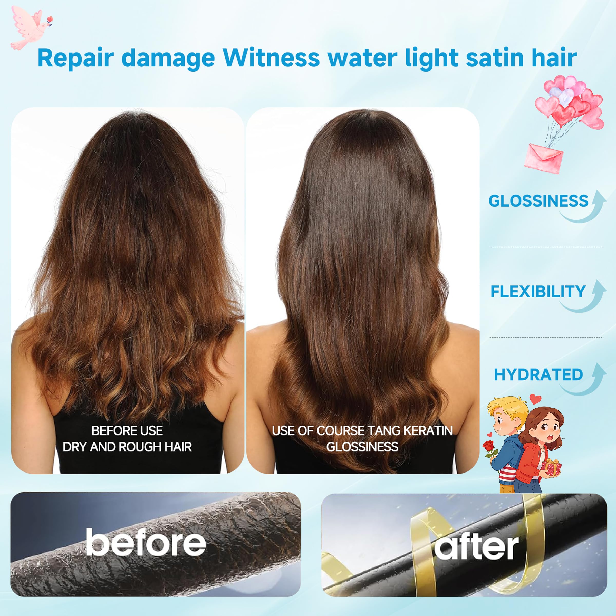 HONLINK Hair Restoring Cream with Keratin & Polypeptides – Repair Damaged Hair, Smooth & Shine