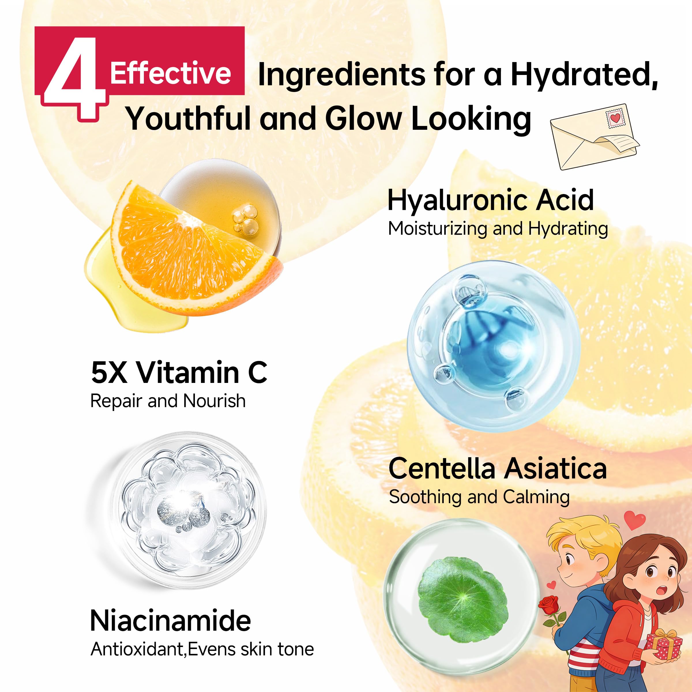 HONLINK Glown 6-Piece Hydrating Skincare Set — Vitamin C & Niacinamide | Gift for Women