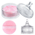 HONSIO Large Pink Body Powder Puff with Crystal Case – 3.54 Inch
