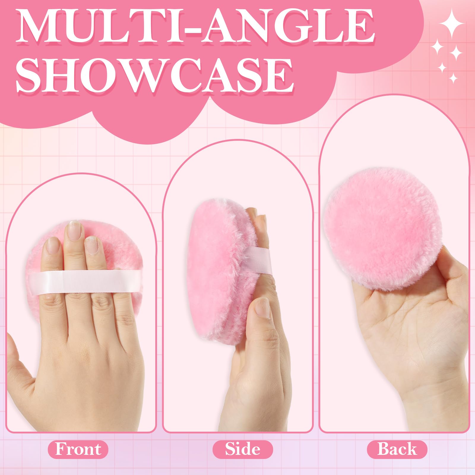 HONSIO Large Pink Body Powder Puff with Crystal Case – 3.54 Inch