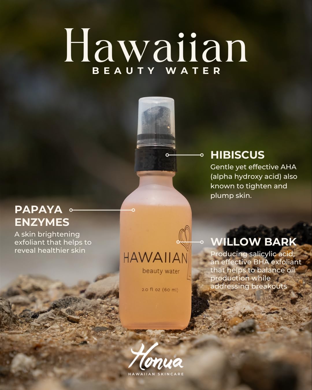Honua Hawaiian Skincare Hawaiian Beauty Water 4 Oz – Gentle Glow Mist