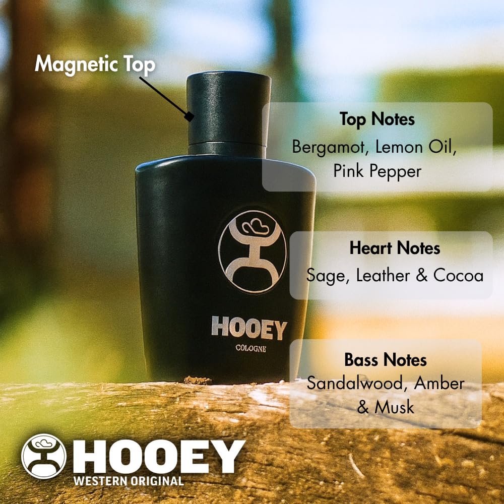 HOOEY Men's Cologne Spray - Bergamot, Lemon, Leather & Sandalwood | 3.4 oz Travel Size