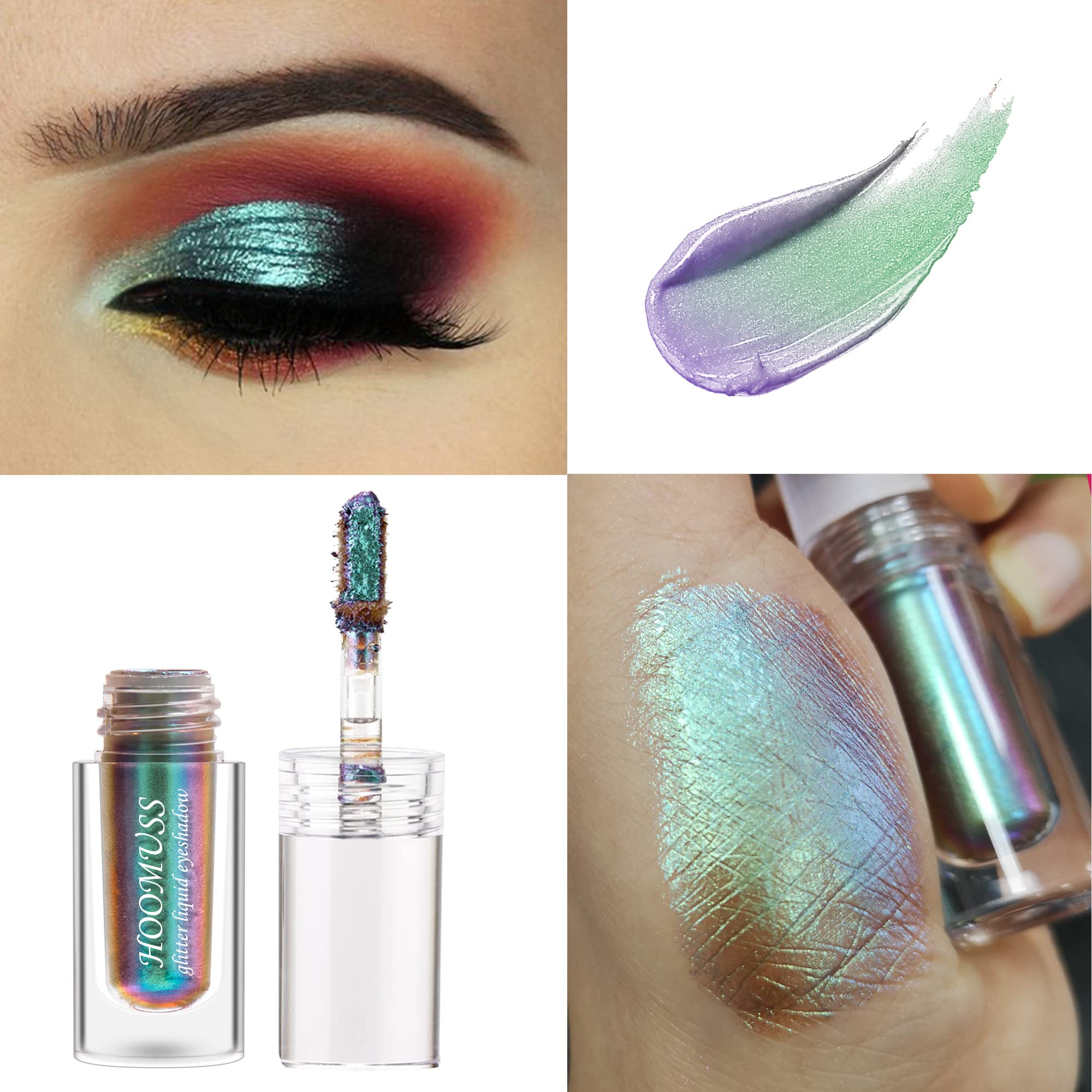 HOOMUSS Glitter Liquid Eyeshadow – 3-Color Chameleon Multichrome Set