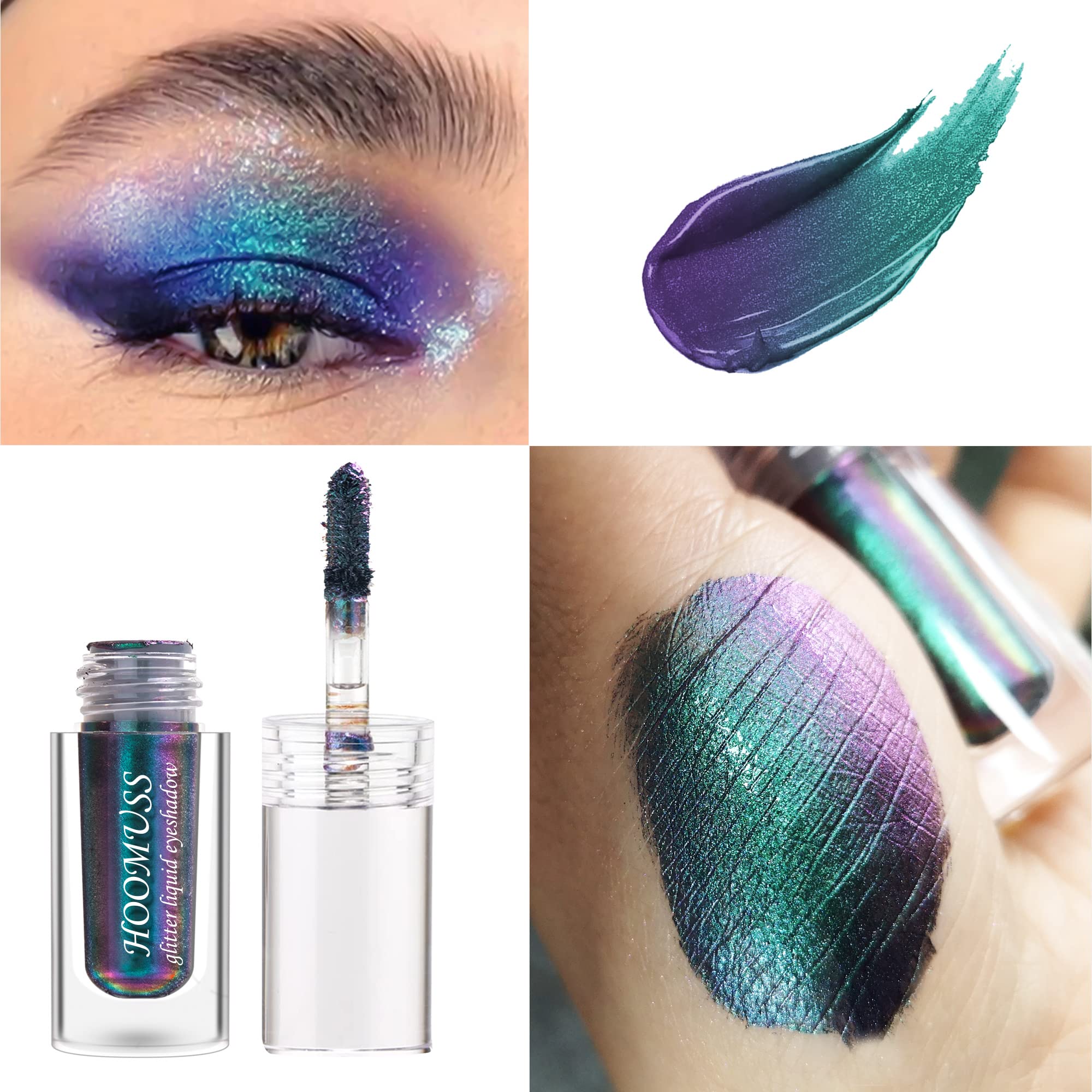 HOOMUSS Glitter Liquid Eyeshadow – 3-Color Chameleon Multichrome Set