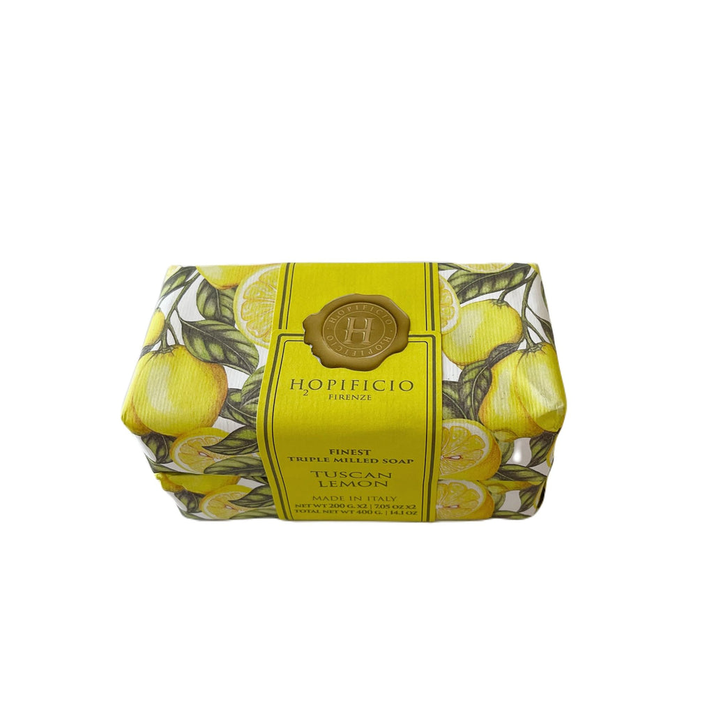 Hopificio Firenze: Set of Two 7.05 oz Triple-Milled Soap Bars – Tuscan Lemon, Made in Italy
