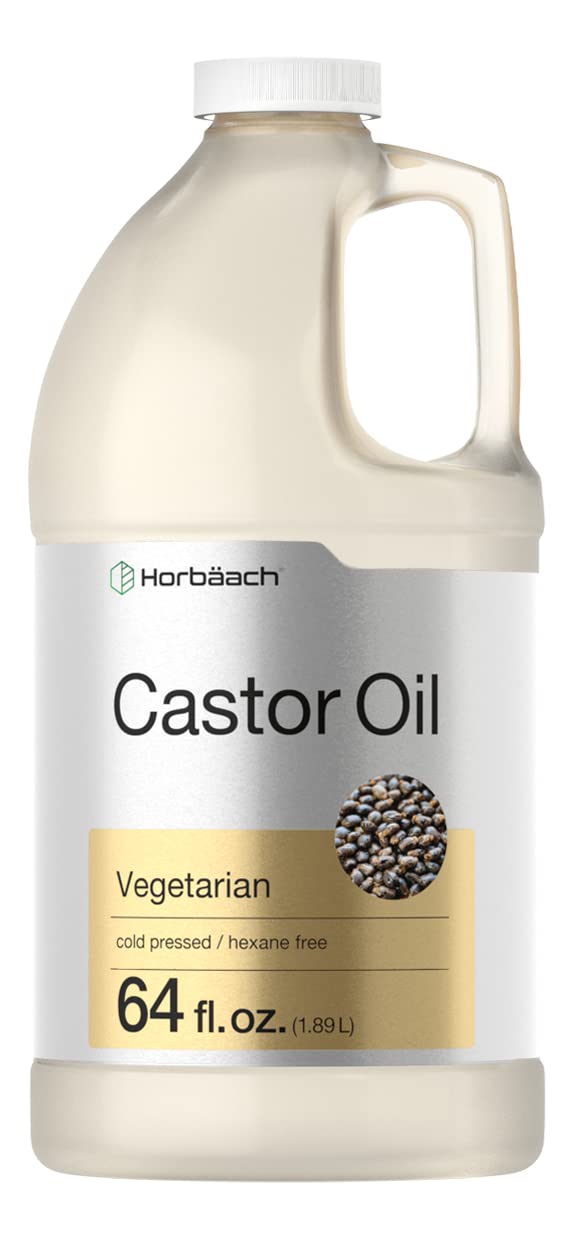 Horbäach Castor Oil 64oz | Hexane-Free, Cold-Pressed, Vegetarian, Non-GMO