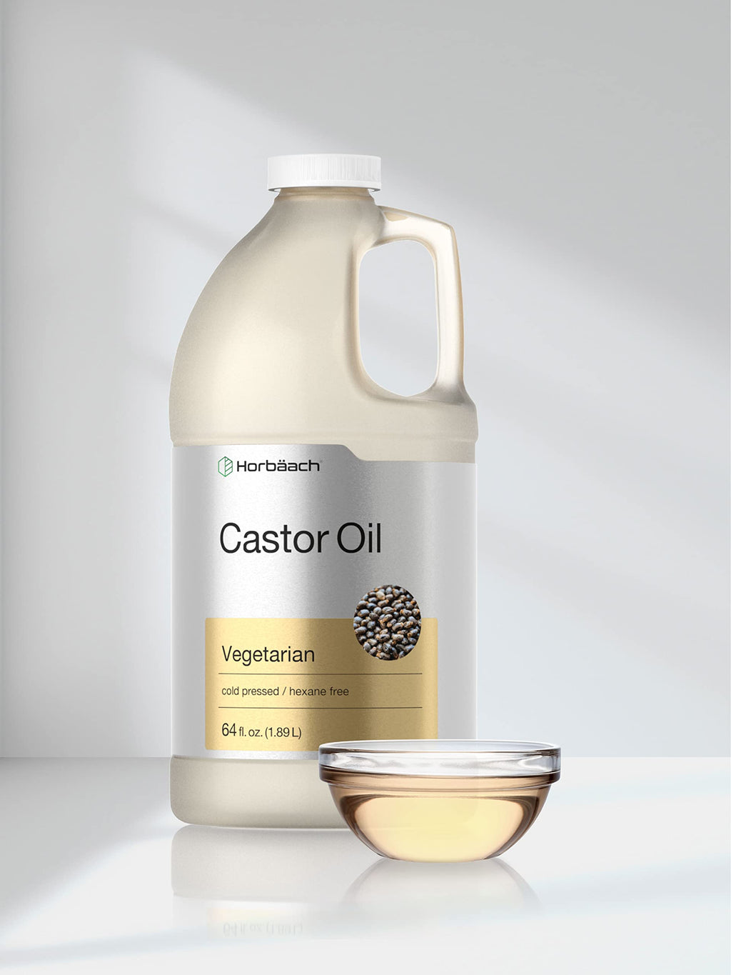 Horbäach Castor Oil 64oz | Hexane-Free, Cold-Pressed, Vegetarian, Non-GMO