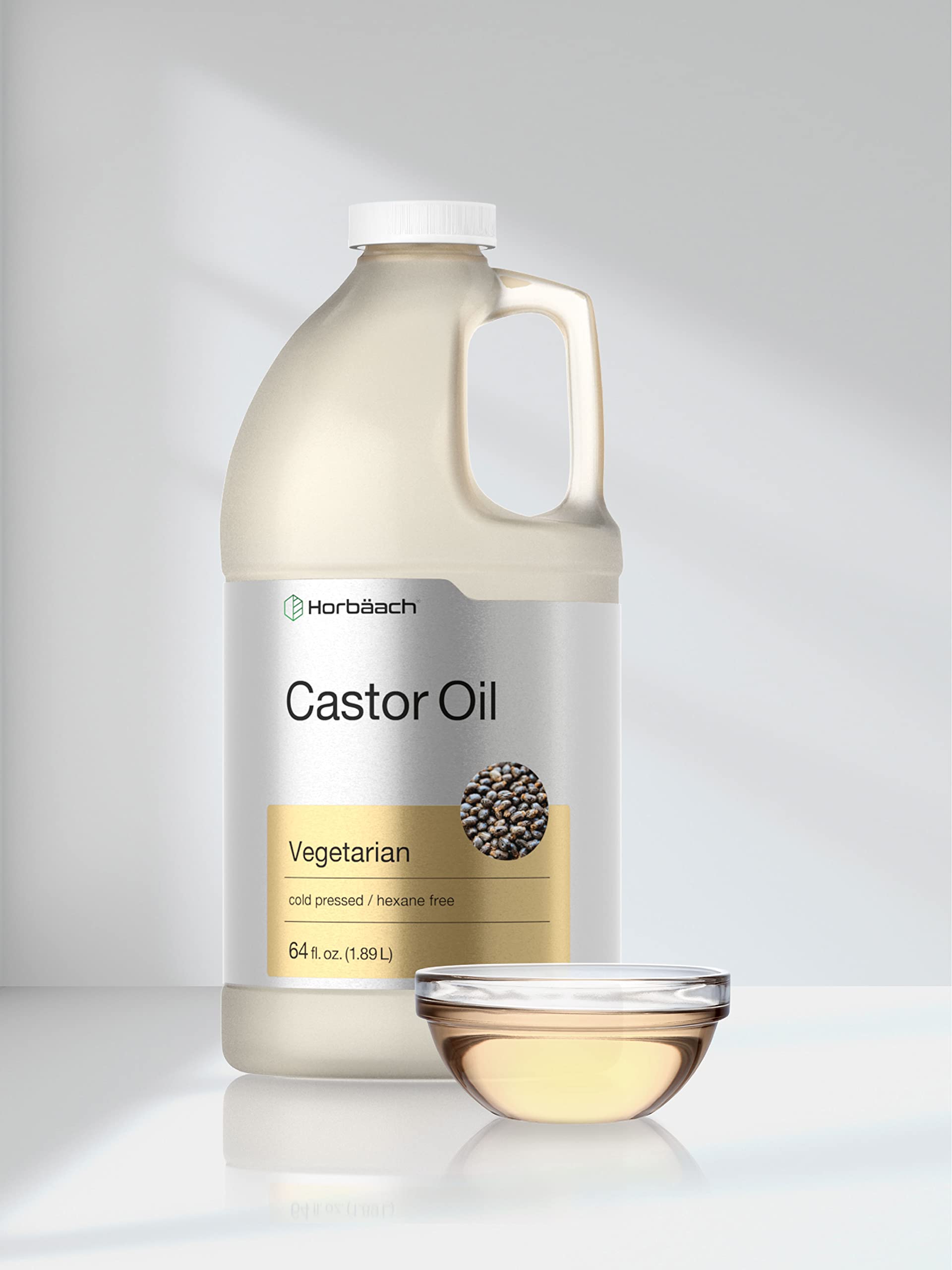 Horbäach Castor Oil 64oz | Hexane-Free, Cold-Pressed, Vegetarian, Non-GMO