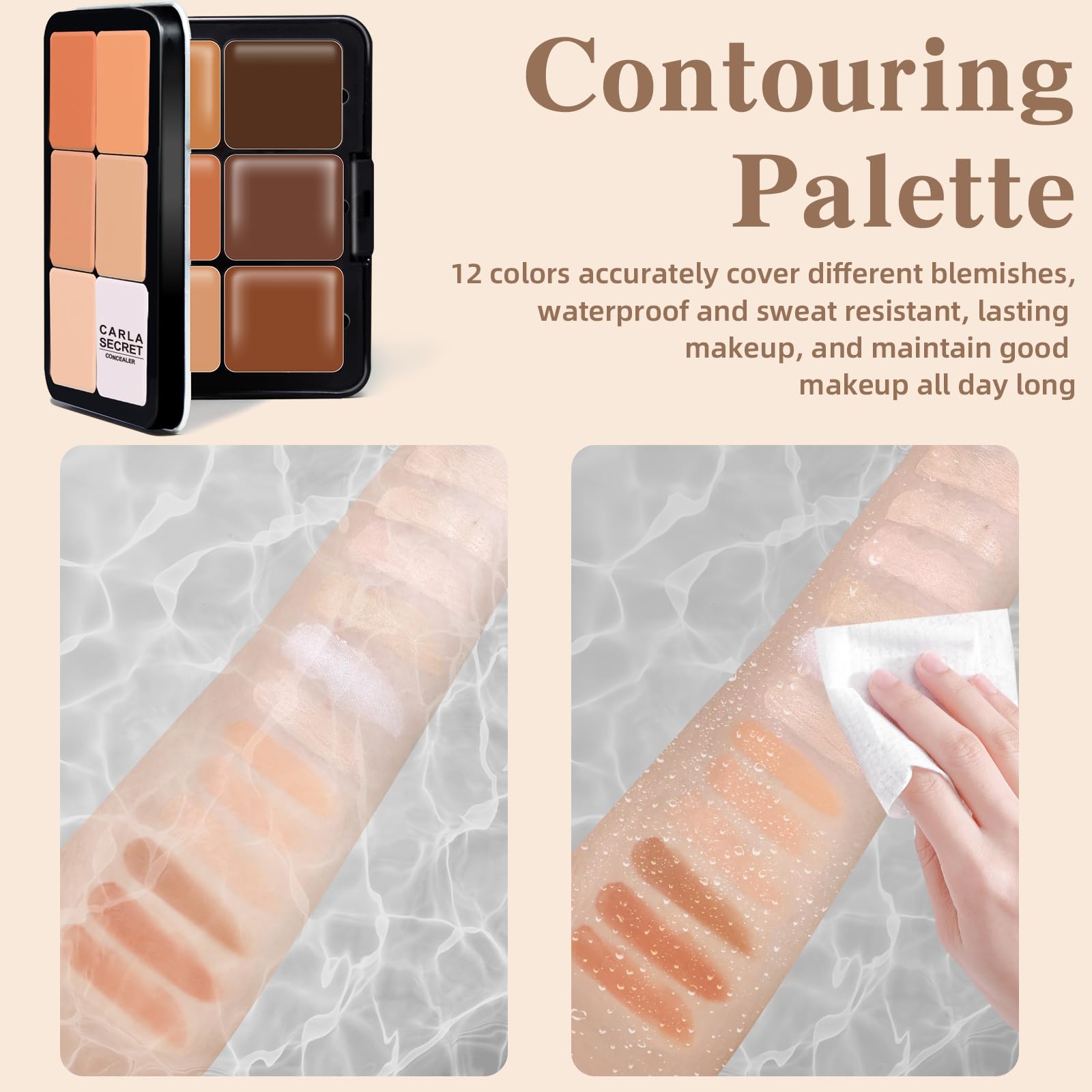 HOSAILY 12-Color Cream Concealer Palette – Long-Wearing, Waterproof, Blendable Coverage