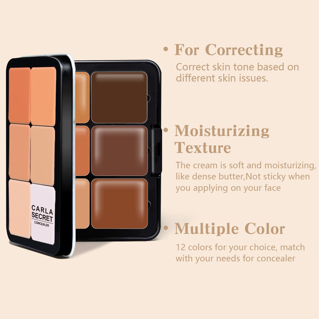 HOSAILY 12-Color Cream Concealer Palette – Long-Wearing, Waterproof, Blendable Coverage