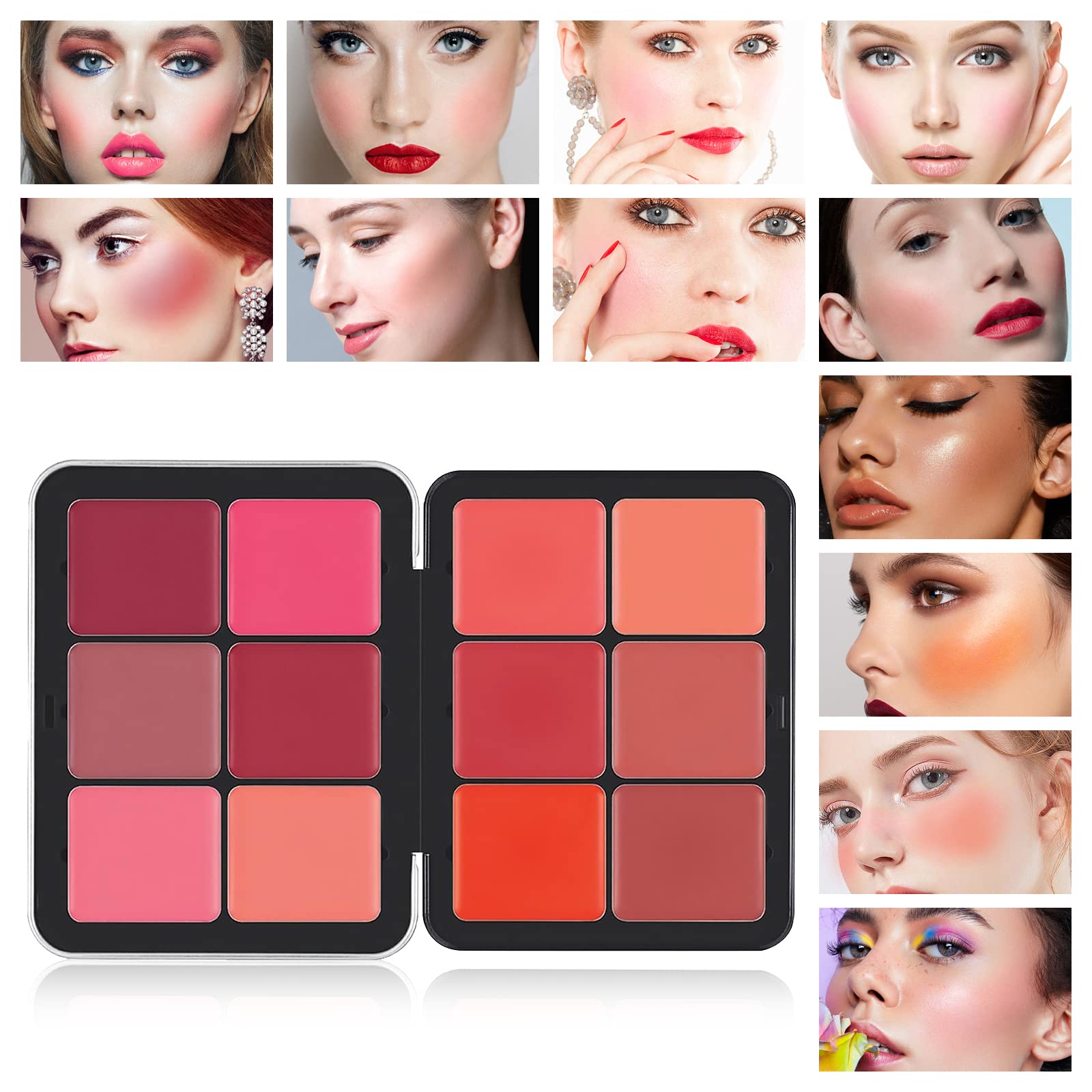 HOSAILY 12-Color Cream Blush Palette – Waterproof, Long-Lasting Matte Blush