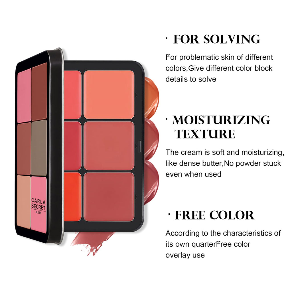 HOSAILY 12-Color Cream Blush Palette – Waterproof, Long-Lasting Matte Blush