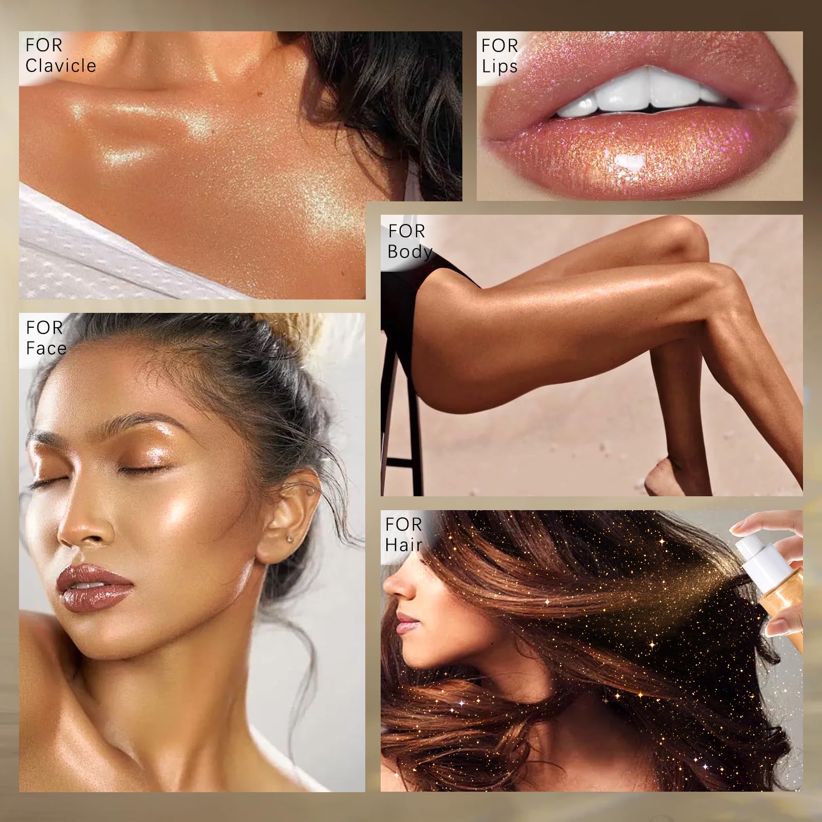 HOSAILY Body Glitter Spray Rose Gold – 60ML Moisturizing Glow Highlighter