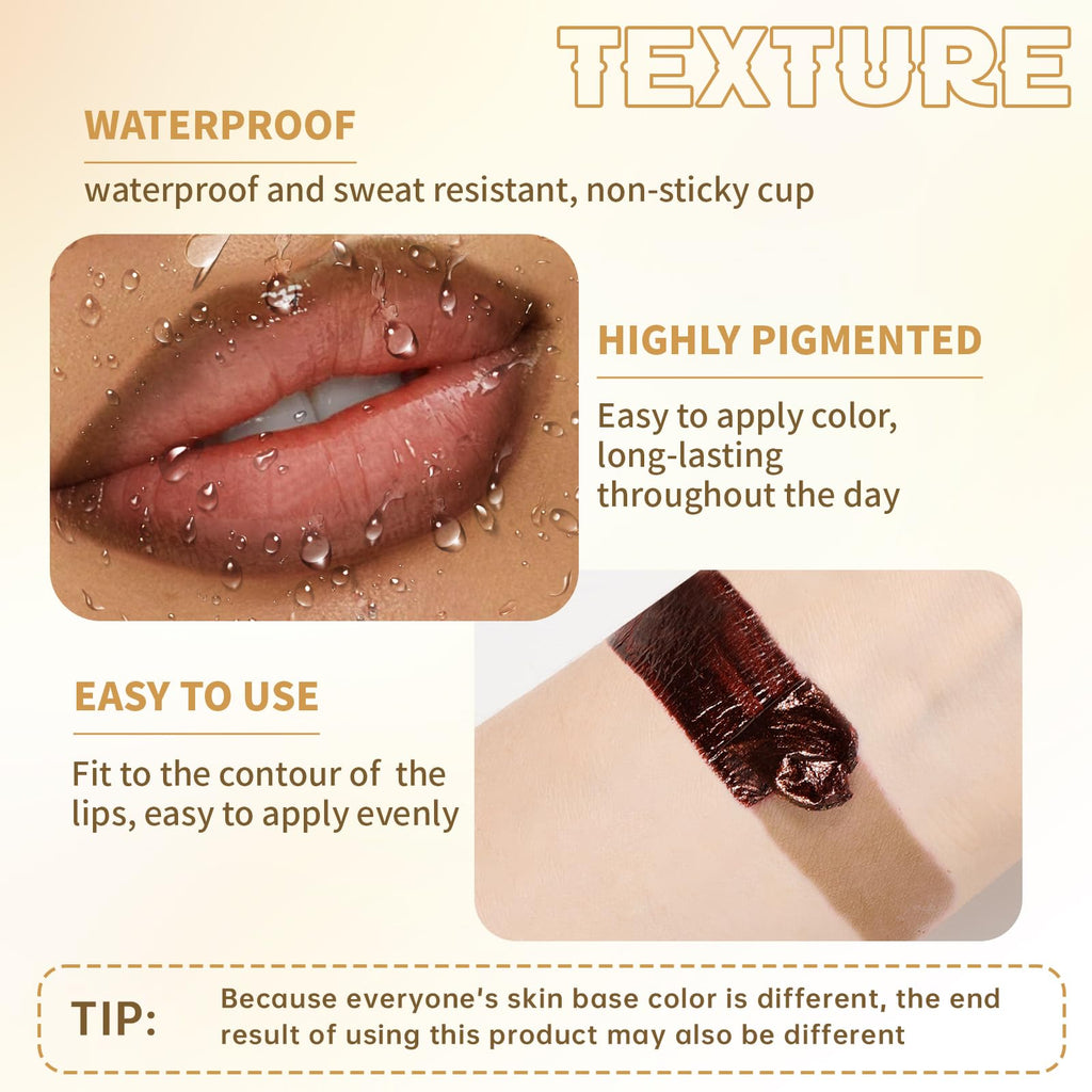 HOSAILY Peel Off Lip Liner Stain Tattoo – Brown Lip Liner & Clear Gloss Duo, Long-Lasting Lip Makeover