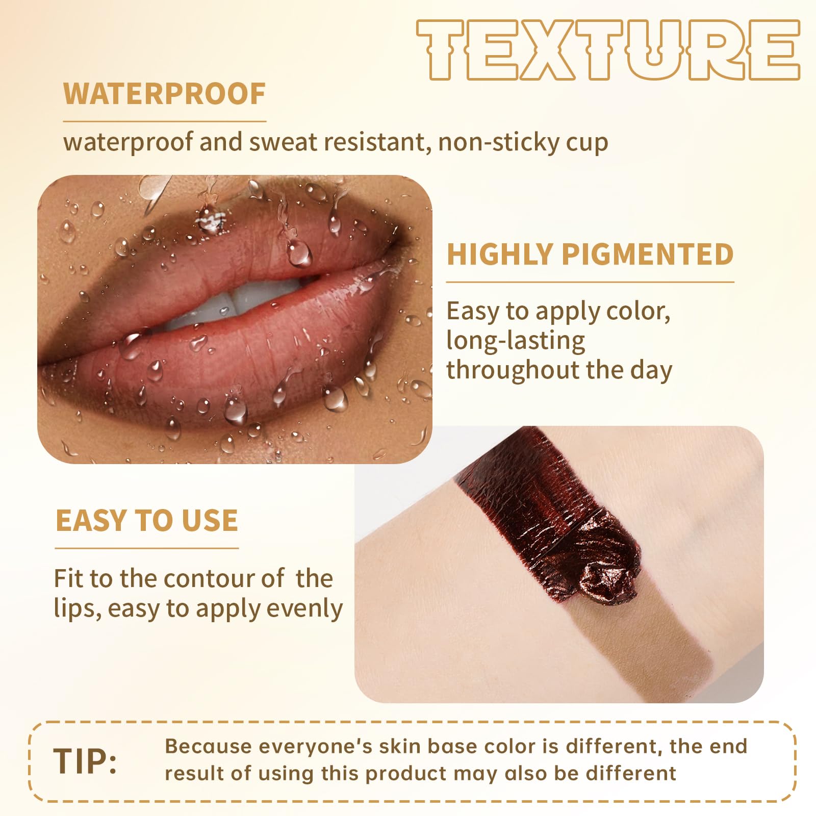 HOSAILY Peel Off Lip Liner Stain Tattoo – Brown Lip Liner & Clear Gloss Duo, Long-Lasting Lip Makeover