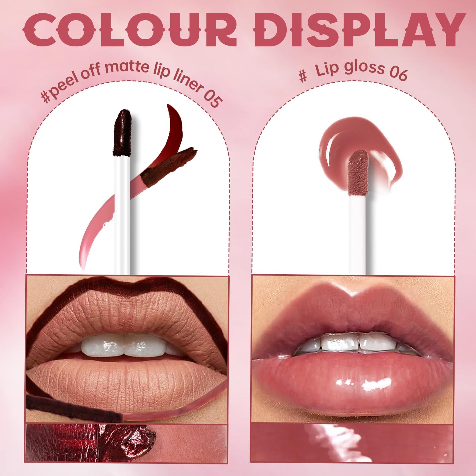 HOSAILY Peel Off Lip Liner Stain Tattoo – Long-Lasting Waterproof Lip Color & Gloss Duo