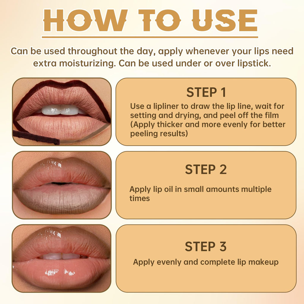 HOSAILY Peel Off Lip Liner Stain Tattoo – Brown Lip Liner & Clear Gloss Duo, Long-Lasting Lip Makeover