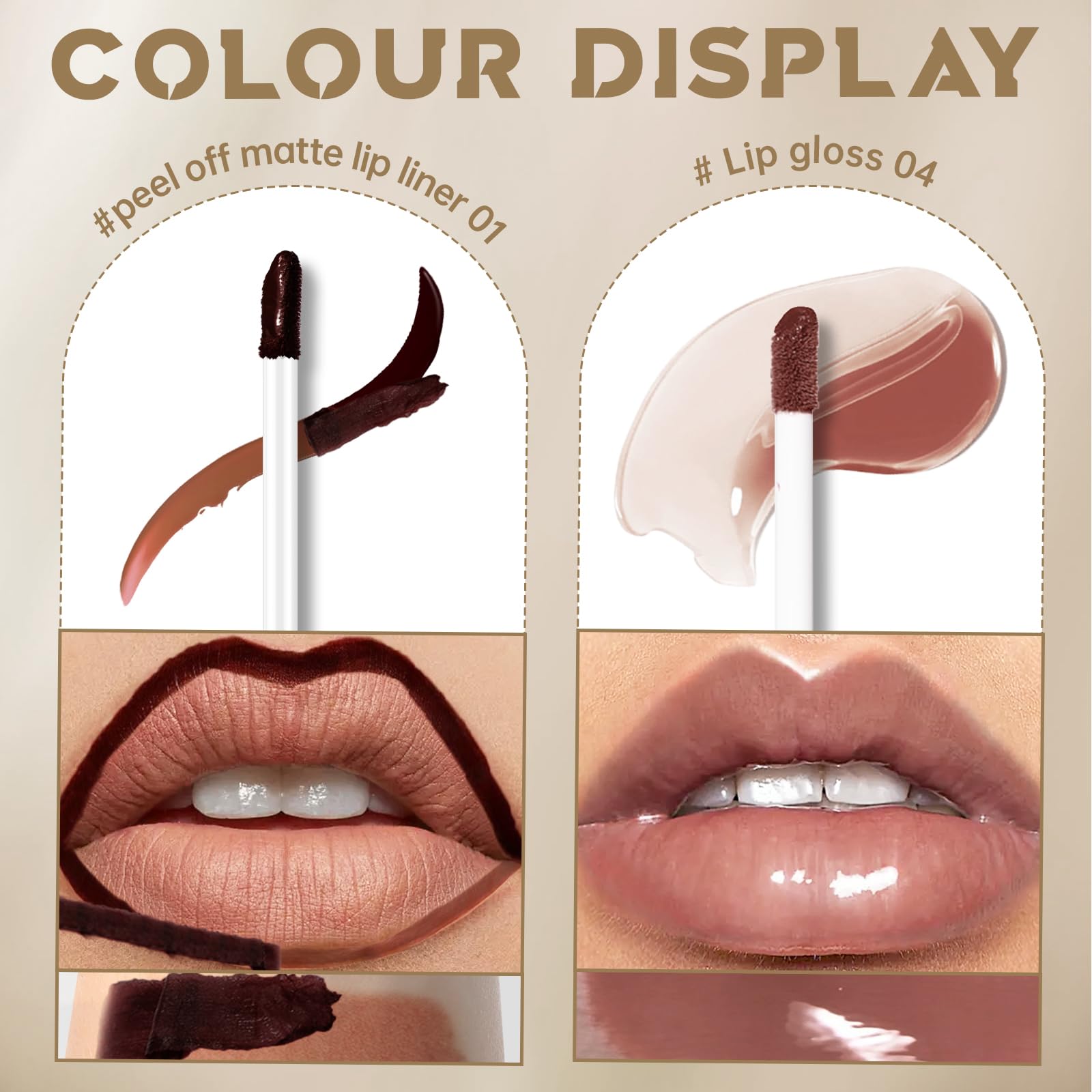 HOSAILY Peel Off Lip Liner Stain Tattoo – Long-Lasting Nude Lip Kit with Gloss