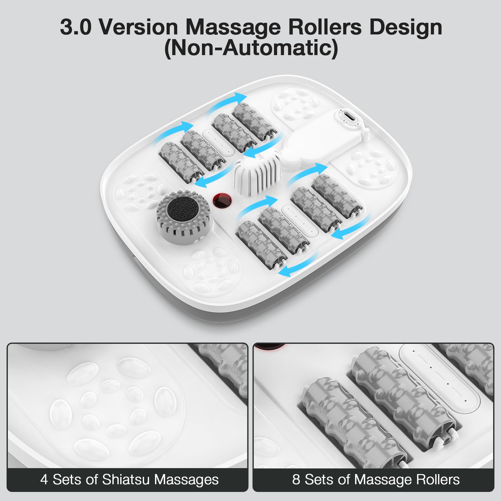 HOSPAN Collapsible Foot Spa with Heat, Bubble, Red Light, and 8 Shiatsu Rollers