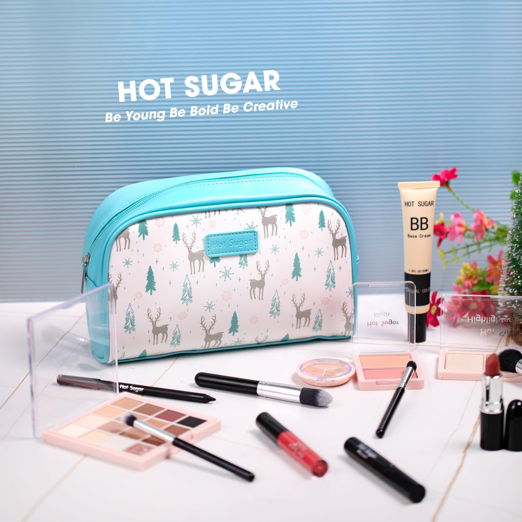 Hot Sugar Travel Makeup Kit All-in-One – Blue Cosmetic Set for Beginners & Pros