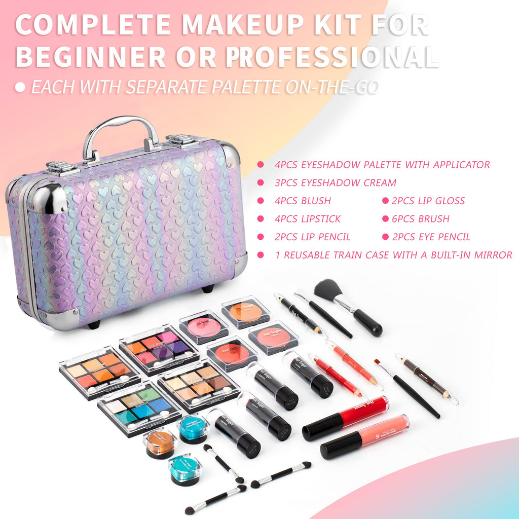 Hot Sugar All In One Makeup Set for Teens — Beginner-Friendly Full Kit in Purple Heart Case