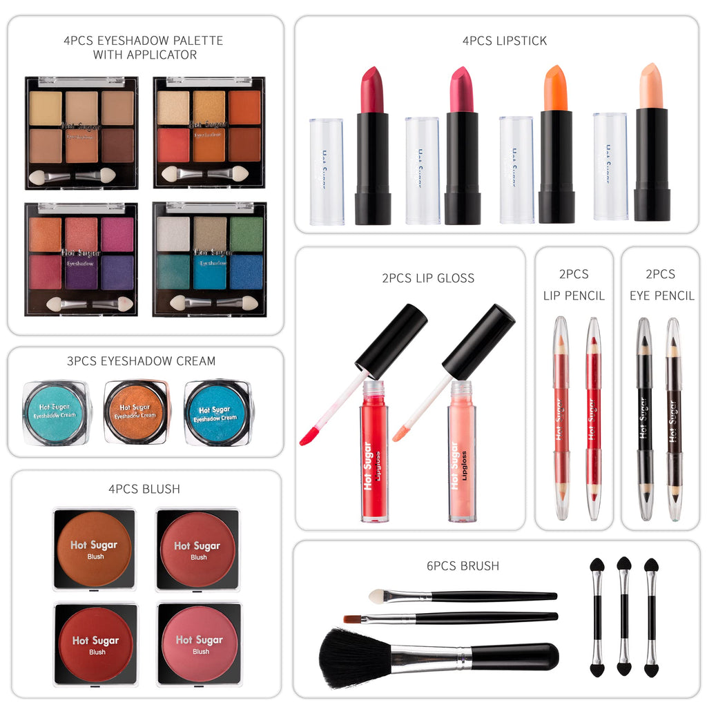 Hot Sugar All In One Makeup Set for Teens — Beginner-Friendly Full Kit in Purple Heart Case