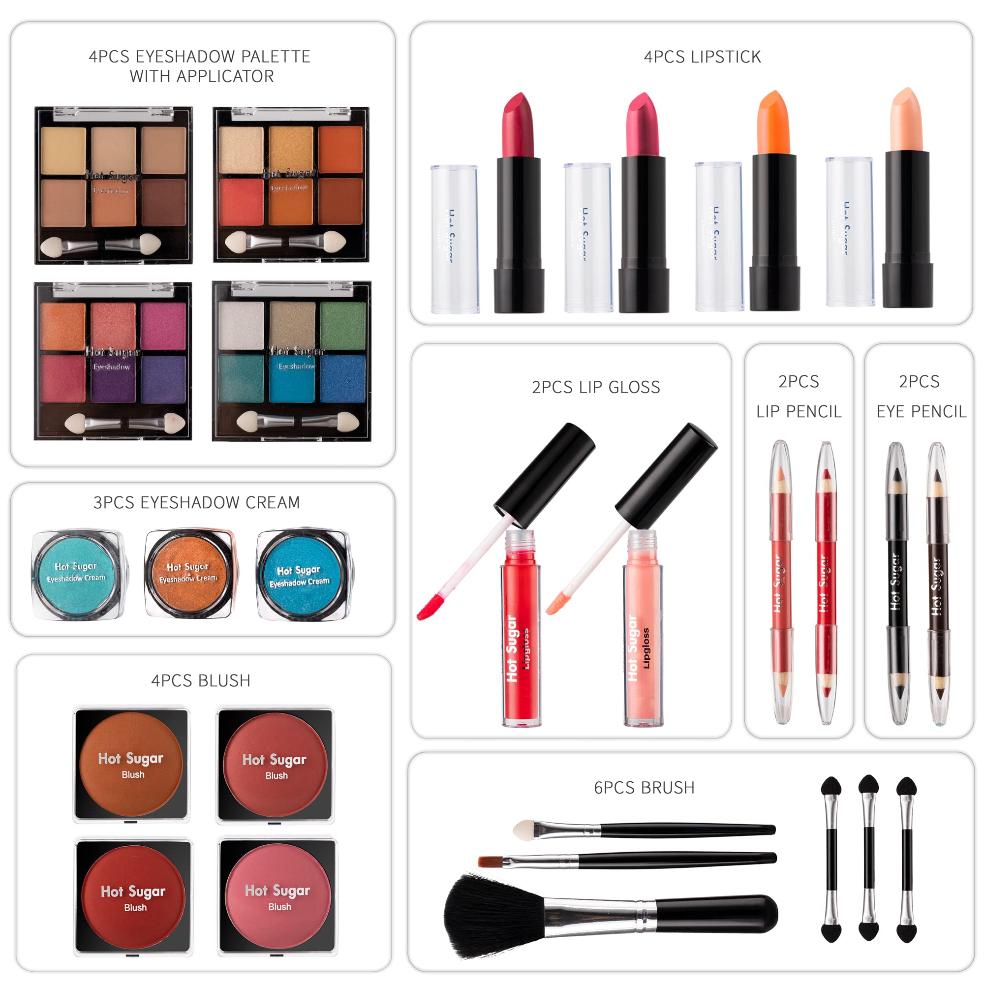 Hot Sugar All In One Makeup Set for Teens — Beginner-Friendly Full Kit in Purple Heart Case