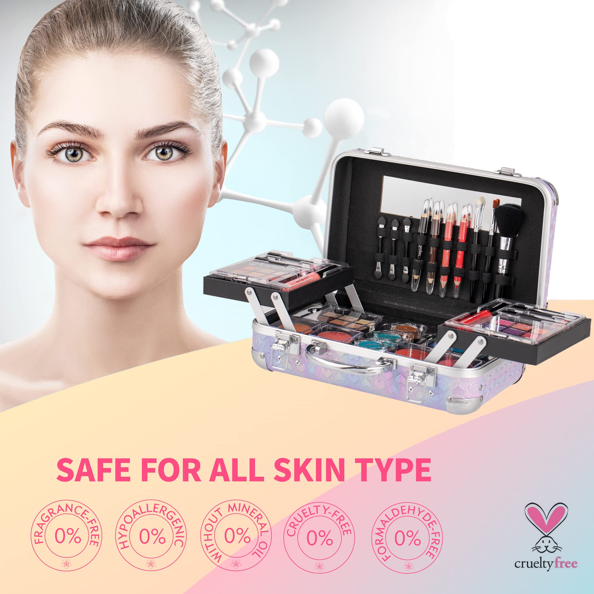 Hot Sugar All In One Makeup Set for Teens — Beginner-Friendly Full Kit in Purple Heart Case