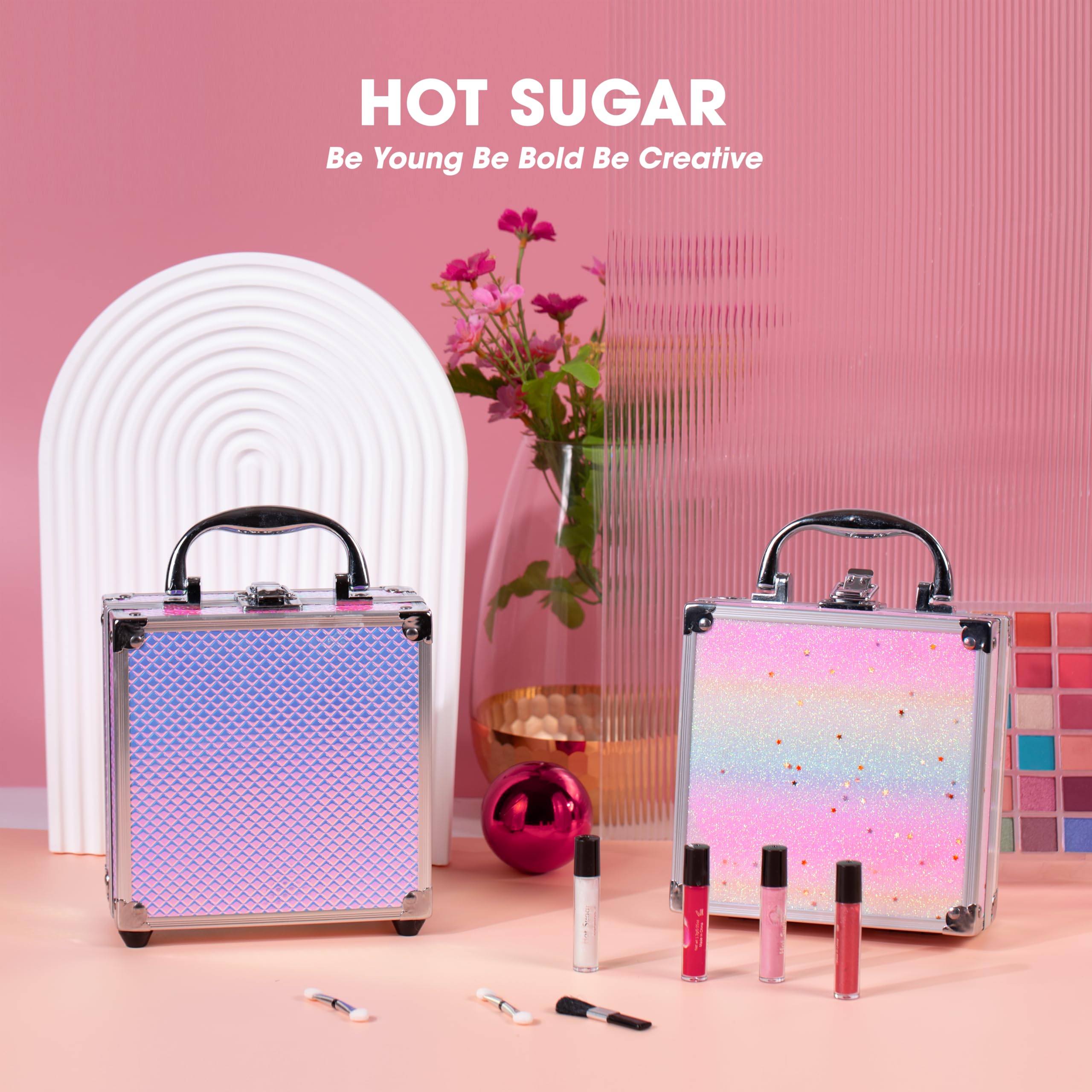 Hot Sugar Rainbow Girls Makeup Kit – 36 Eyeshadows, Lip Gloss, Brushes, Case