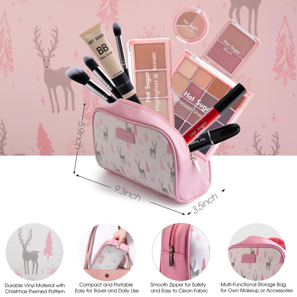 Hot Sugar Travel Makeup Kit All-in-One – Complete Set with Cosmetic Bag (Pink)