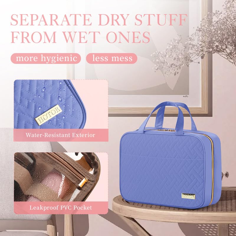 HOTOR Travel Toiletry Bag – Hanging Organizer, Waterproof, Large Capacity (Aegean-Blue)