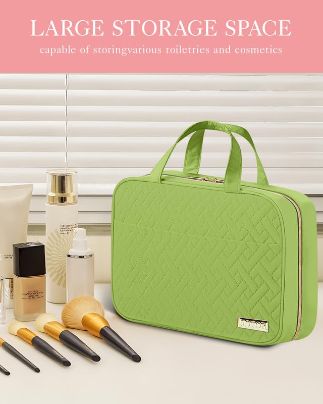 HOTOR Travel Toiletry Bag - Hanging, Waterproof, Avocado Green, Medium