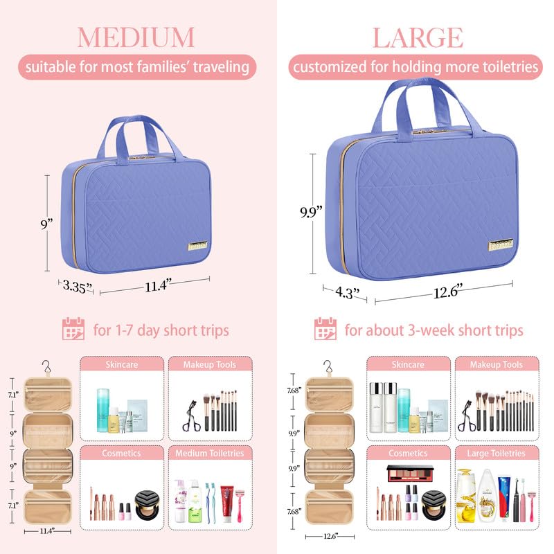 HOTOR Travel Toiletry Bag – Hanging Organizer, Waterproof, Large Capacity (Aegean-Blue)