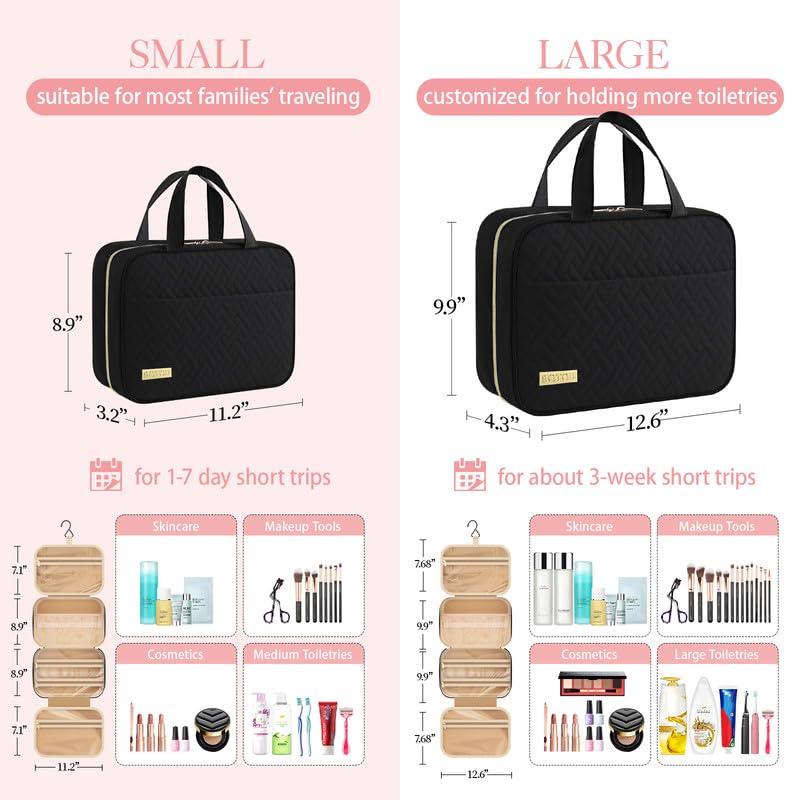 HOTOR Travel Toiletry Bag – Hanging Organizer, Waterproof, Large Capacity