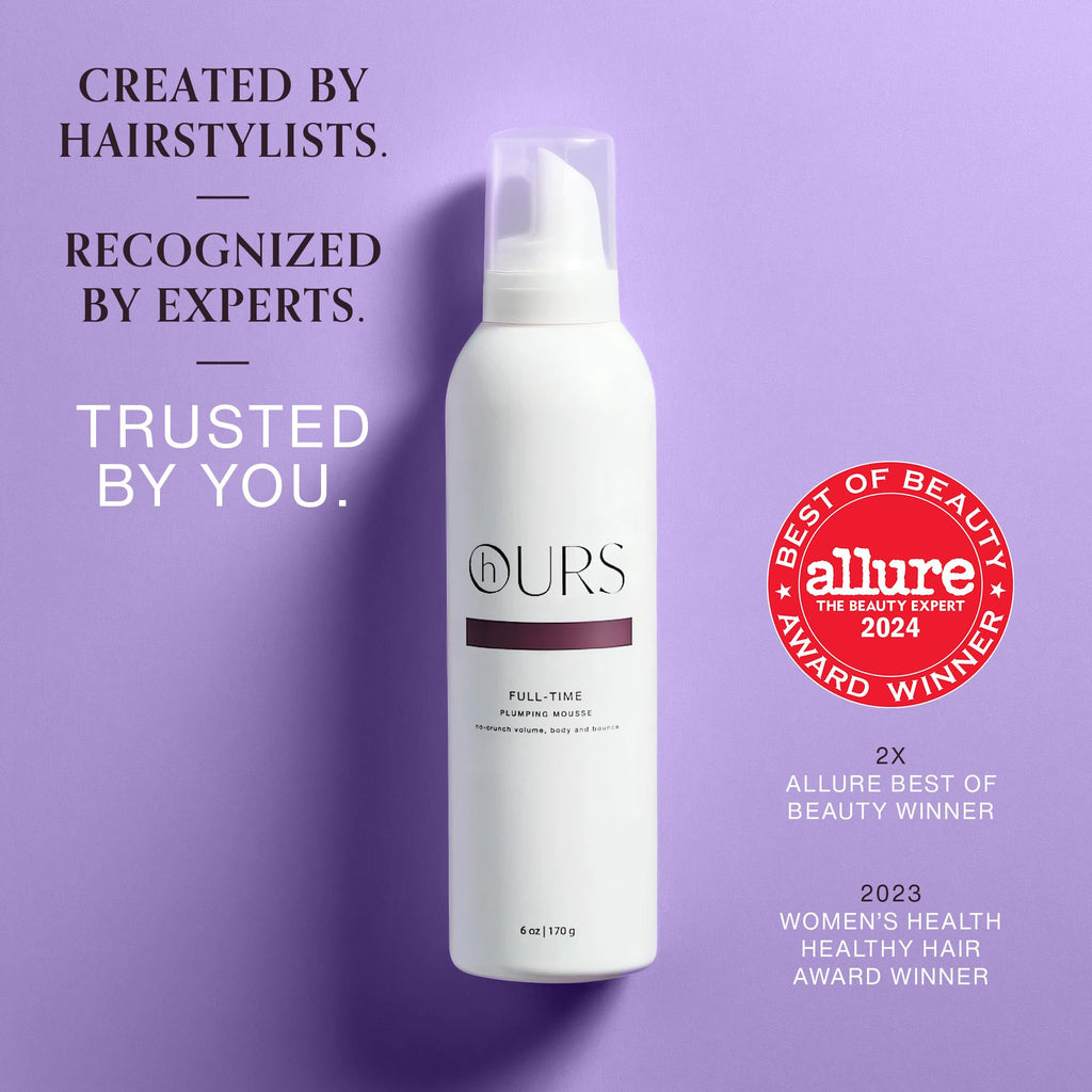 hOURS haircare Full-Time Plumping Mousse – Professional Volume, No Crunch, Sulfate & Paraben Free | 6 oz