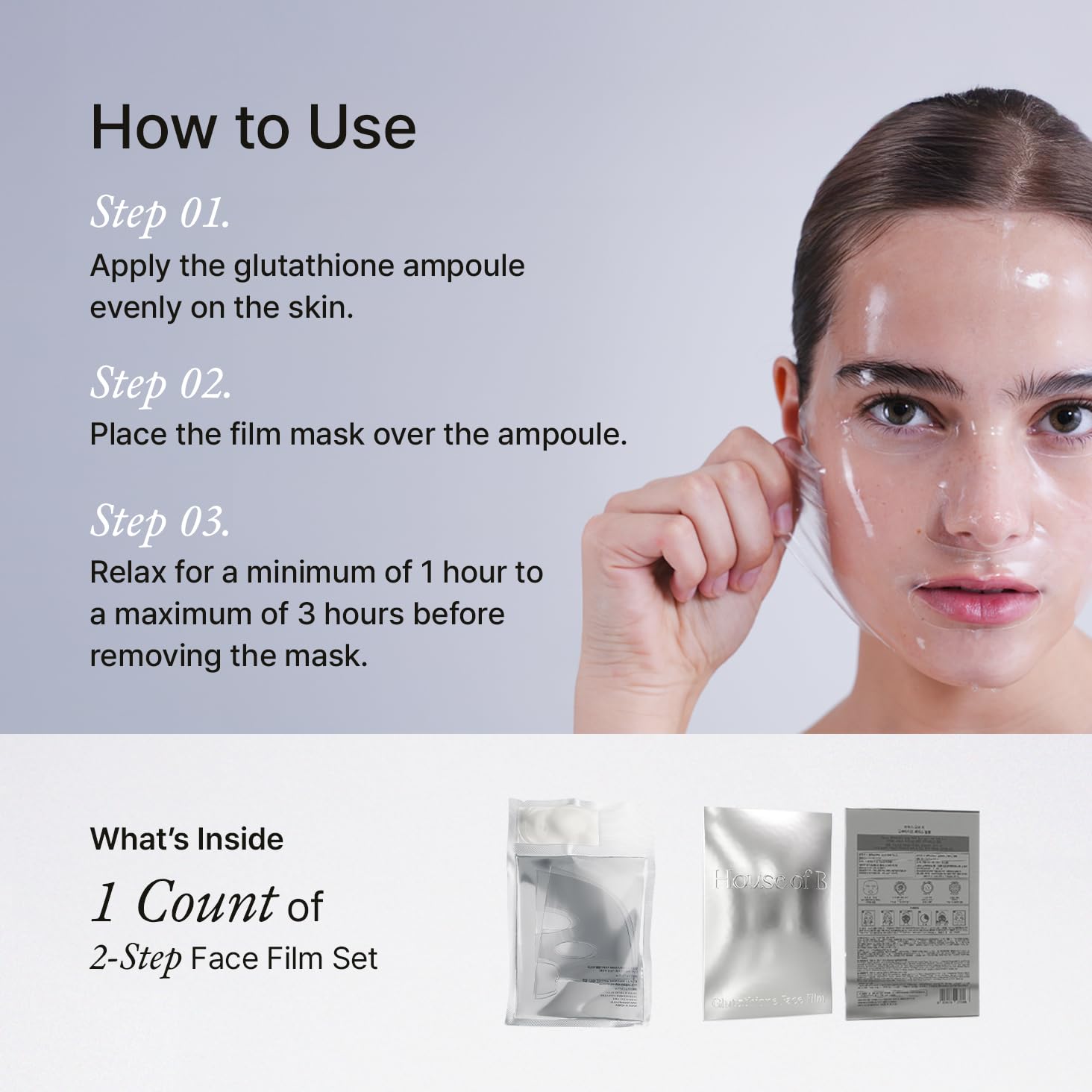 House of B Glow Glutathione 2-Step Face Film Set – Wrinkle Reduction & Even Tone