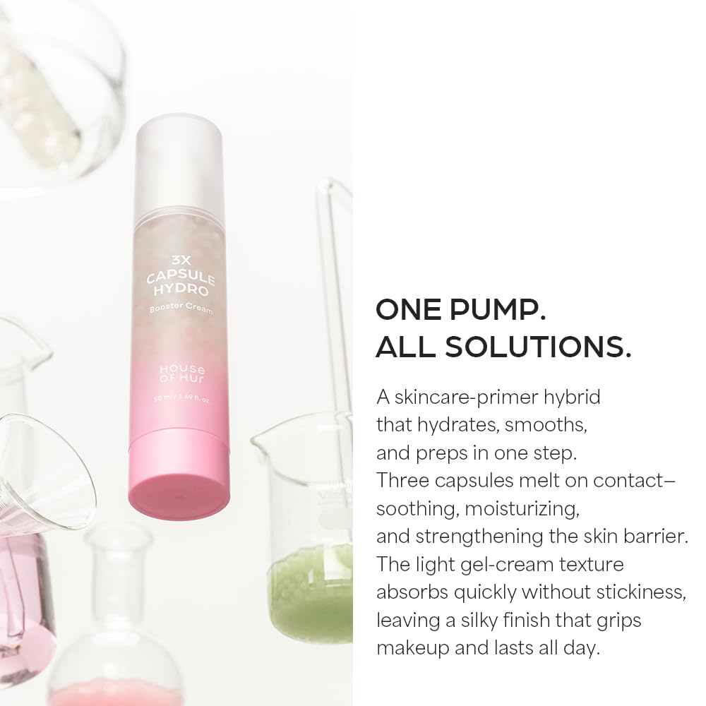 House of Hur 3X Capsule Hydro Booster Cream – 3-in-1 Gel Cream + Primer, 8HA & Hibiscus Collagen