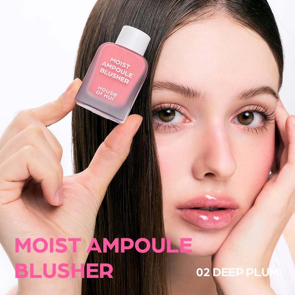 House of Hur Moist Ampoule Blusher – Hydrating 50% Essence, Dewy Finish, 0.68 fl oz, 9 Shades (Deep Plum)
