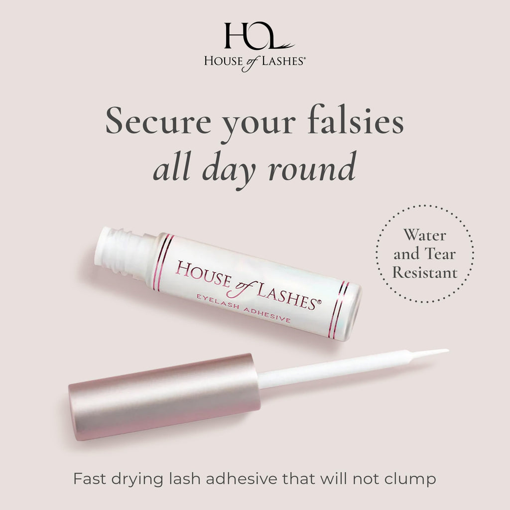 House of Lashes Eyelash Glue – Latex-Free for Sensitive Eyes, All-Day Hold, Clear Finish, 2 Count