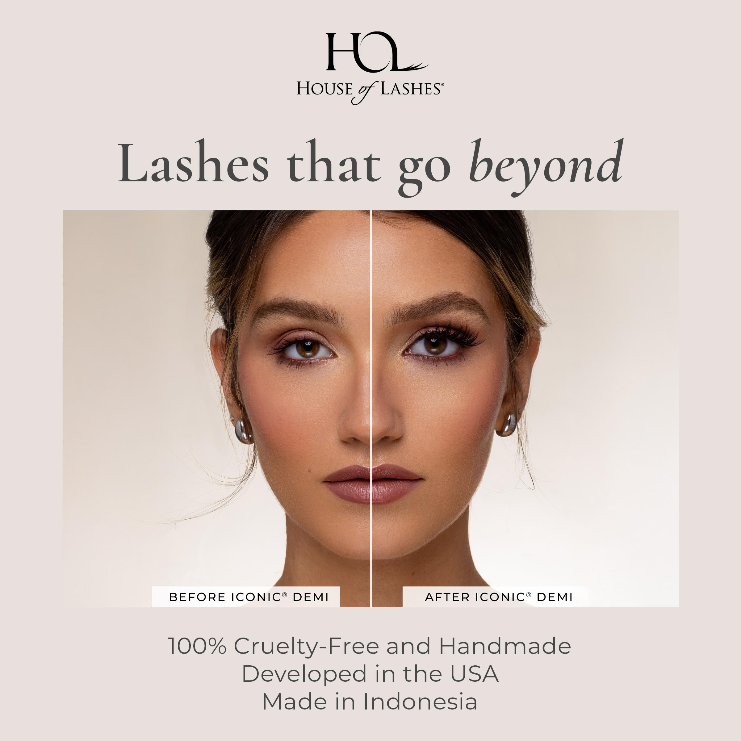 House of Lashes Iconic Demi – Comfortable Faux Mink Lashes for Bold Cat-Eye, Reusable & All Eye Shapes