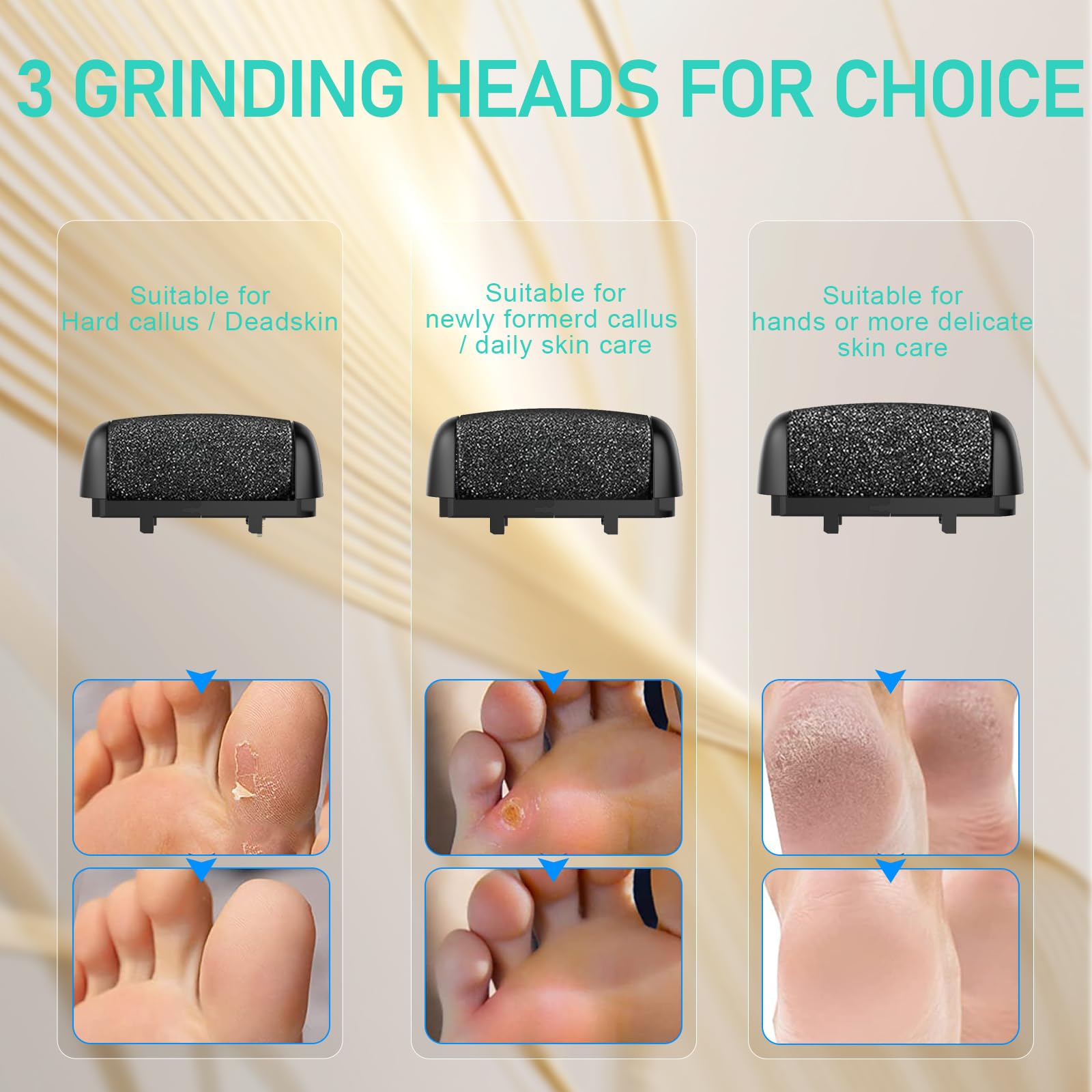 Hoxida Electric Callus Remover for Feet – Larger Grinding Head, USB Rechargeable, IPX7 Waterproof Foot File