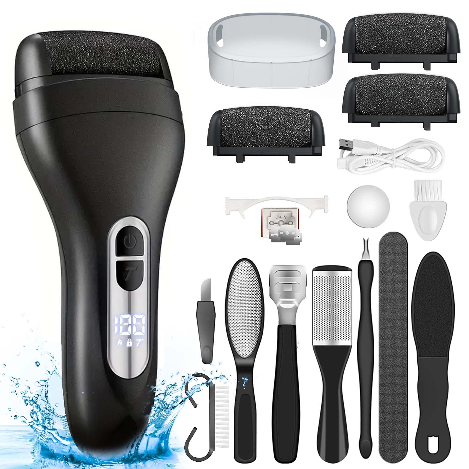 Hoxida Electric Callus Remover for Feet – Larger Grinding Head, USB Rechargeable, IPX7 Waterproof Foot File